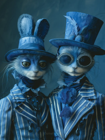 Whimsical Rabbit Duo